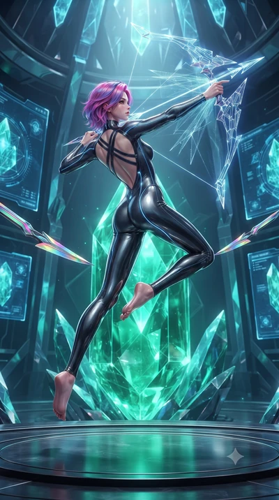 score_9, masterpiece, best quality, ultra-detailed, high-budget anime keyframe, editorial fashion photography, tasteful artistic composition, Caucasian woman. low angle full-body shot from head to toe showing her feet, filling the entire 9:16 vertica