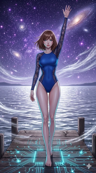 score_9, masterpiece, best quality, ultra-detailed, high-budget anime keyframe, editorial fashion photography, tasteful artistic composition, Caucasian woman, strictly human ears. low angle full-body shot from head to toe showing her feet, filling th