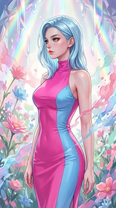 score_9, masterpiece, best quality, ultra-detailed, high-budget anime keyframe, editorial fashion photography, tasteful artistic composition, Korean woman. close-up cowboy shot from the waist and thighs up, the character dominates the composition, fi