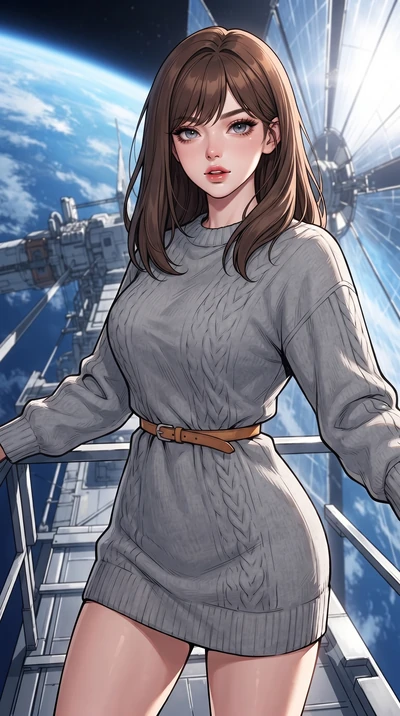 score_9, masterpiece, best quality, ultra-detailed, high-budget anime keyframe, gorgeous anime illustration, with clean line-art and distinct ink outlines, Korean woman. close-up cowboy shot from the waist and thighs up, the character dominates the c