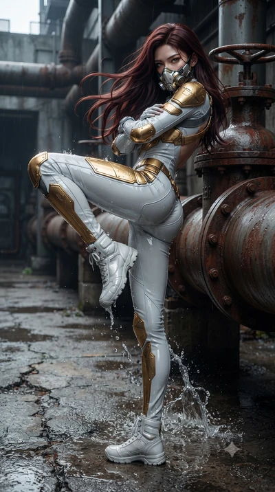 score_9, masterpiece, best quality, ultra-detailed, high-budget anime keyframe, editorial fashion photography, tasteful artistic composition, Korean woman. low angle full-body shot from head to toe showing her feet, filling the entire 9:16 vertical f