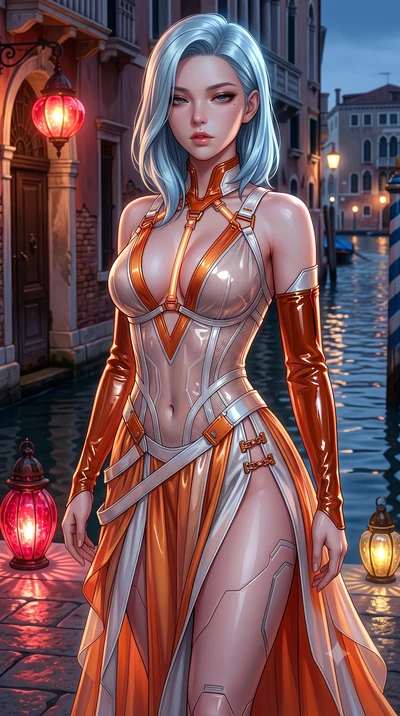 score_9, masterpiece, best quality, ultra-detailed, high-budget anime keyframe, semi-realistic 3D game render, editorial fashion photography, tasteful artistic composition, Korean woman. close-up cowboy shot from the waist and thighs up, the characte