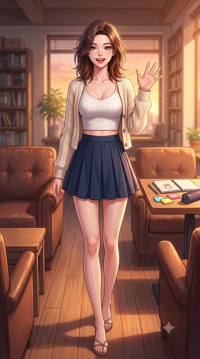 score_9, masterpiece, best quality, ultra-detailed, high-budget anime keyframe, editorial fashion photography, tasteful artistic composition, Korean woman. low angle full-body shot from head to toe showing her feet, filling the entire 9:16 vertical f