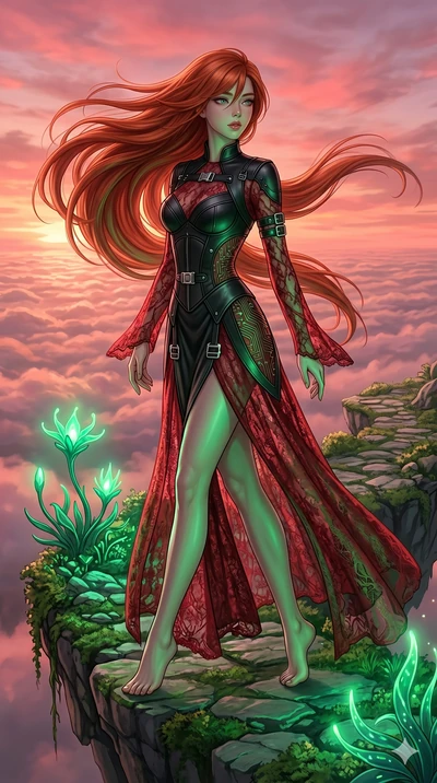 score_9, masterpiece, best quality, ultra-detailed, high-budget anime keyframe, editorial fashion photography, tasteful artistic composition, Korean woman. low angle full-body shot from head to toe showing her feet, filling the entire 9:16 vertical f