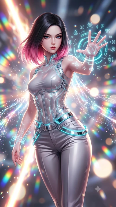 score_9, masterpiece, best quality, ultra-detailed, high-budget anime keyframe, semi-realistic 3D game render, editorial fashion photography, tasteful artistic composition, Korean woman. close-up cowboy shot from the waist and thighs up, the characte
