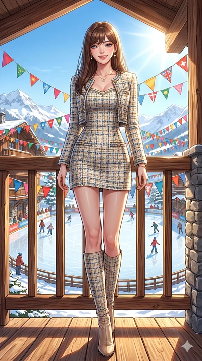 score_9, masterpiece, best quality, ultra-detailed, high-budget anime keyframe, vibrant anime aesthetic, Korean woman. low angle full-body shot from head to toe showing her feet, filling the entire 9:16 vertical frame with her statuesque presence, st