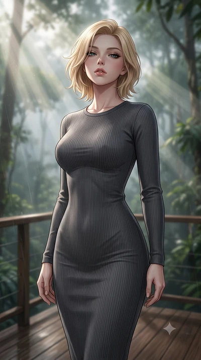 score_9, masterpiece, best quality, ultra-detailed, high-budget anime keyframe, editorial fashion photography, tasteful artistic composition, Caucasian woman woman. close-up cowboy shot from the waist and thighs up, the character dominates the compos