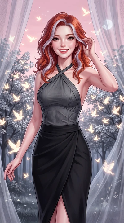 score_9, masterpiece, best quality, ultra-detailed, high-budget anime keyframe, editorial fashion photography, tasteful artistic composition, Caucasian woman, strictly human ears. close-up cowboy shot from the waist and thighs up, the character domin