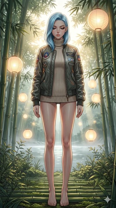 score_9, masterpiece, best quality, ultra-detailed, high-budget anime keyframe, editorial fashion photography, tasteful artistic composition, Korean woman. low angle full-body shot from head to toe showing her feet, filling the entire 9:16 vertical f