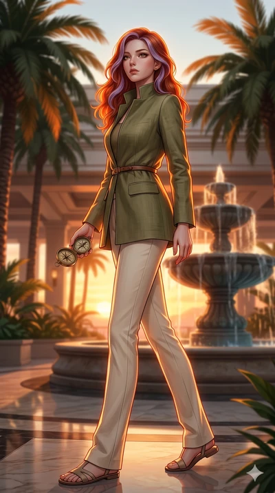 score_9, masterpiece, best quality, ultra-detailed, high-budget anime keyframe, editorial fashion photography, tasteful artistic composition, Caucasian woman, strictly human ears. low angle full-body shot from head to toe showing her feet, filling th