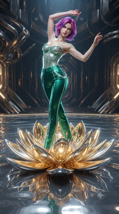 score_9, masterpiece, best quality, ultra-detailed, high-budget anime keyframe, editorial fashion photography, tasteful artistic composition, Caucasian woman. low angle full-body shot from head to toe showing her feet, filling the entire 9:16 vertica
