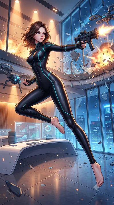 score_9, masterpiece, best quality, ultra-detailed, high-budget anime keyframe, editorial fashion photography, tasteful artistic composition, Korean woman. low angle full-body shot from head to toe showing her feet, filling the entire 9:16 vertical f