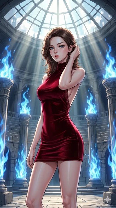 score_9, masterpiece, best quality, ultra-detailed, high-budget anime keyframe, editorial fashion photography, tasteful artistic composition, Korean woman. cowboy shot from the thighs up, character and outfit filling the frame for maximum editorial p