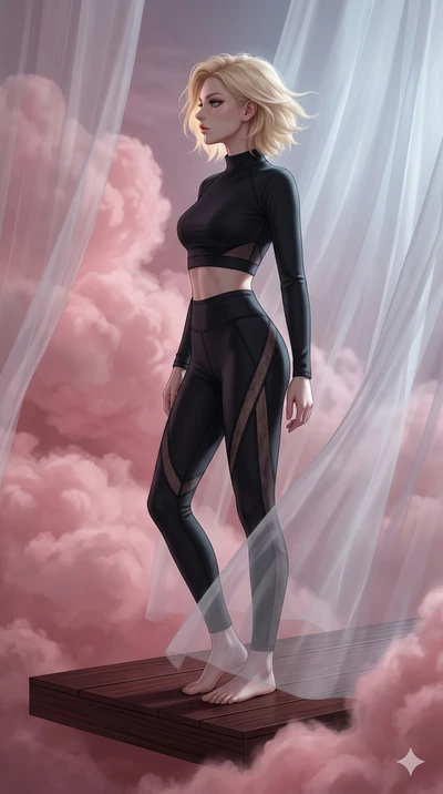 score_9, masterpiece, best quality, ultra-detailed, high-budget anime keyframe, editorial fashion photography, tasteful artistic composition, Caucasian woman, strictly human ears. cowboy shot from the thighs up, character and outfit filling the frame