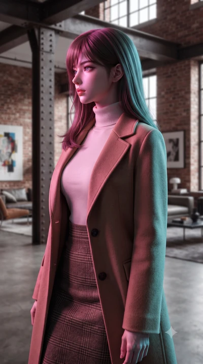score_9, masterpiece, best quality, ultra-detailed, high-budget anime keyframe, editorial fashion photography, tasteful artistic composition, Korean woman. close-up cowboy shot from the waist and thighs up, the character dominates the composition, fi