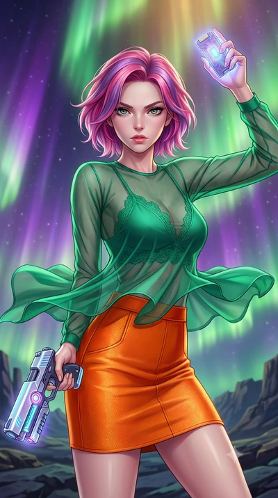 score_9, masterpiece, best quality, ultra-detailed, high-budget anime keyframe, editorial fashion photography, tasteful artistic composition, Caucasian woman, strictly human ears. close-up cowboy shot from the waist and thighs up, the character domin
