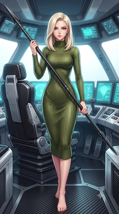 score_9, masterpiece, best quality, ultra-detailed, high-budget anime keyframe, editorial fashion photography, tasteful artistic composition, Caucasian woman. low angle full-body shot from head to toe showing her feet, filling the entire 9:16 vertica