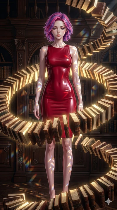 score_9, masterpiece, best quality, ultra-detailed, high-budget anime keyframe, editorial fashion photography, tasteful artistic composition, Caucasian woman, strictly human ears. cowboy shot from the thighs up, character and outfit filling the frame