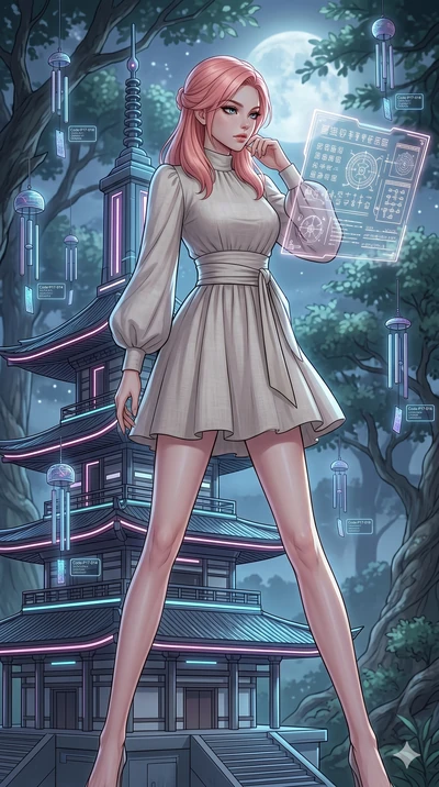 score_9, masterpiece, best quality, ultra-detailed, high-budget anime keyframe, editorial fashion photography, tasteful artistic composition, Japanese woman. cowboy shot from the thighs up, character and outfit filling the frame for maximum editorial