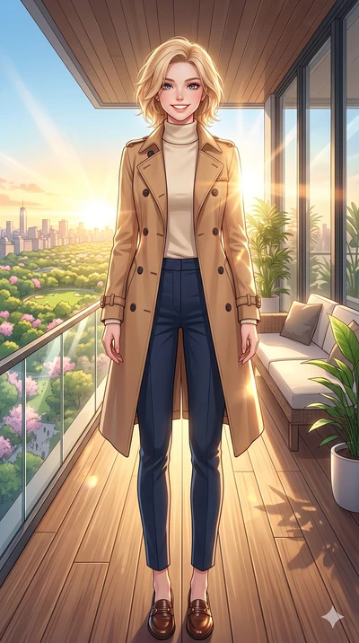 score_9, masterpiece, best quality, ultra-detailed, high-budget anime keyframe, vibrant anime aesthetic, Caucasian woman, strictly human ears. low angle full-body shot from head to toe showing her feet, filling the entire 9:16 vertical frame with her