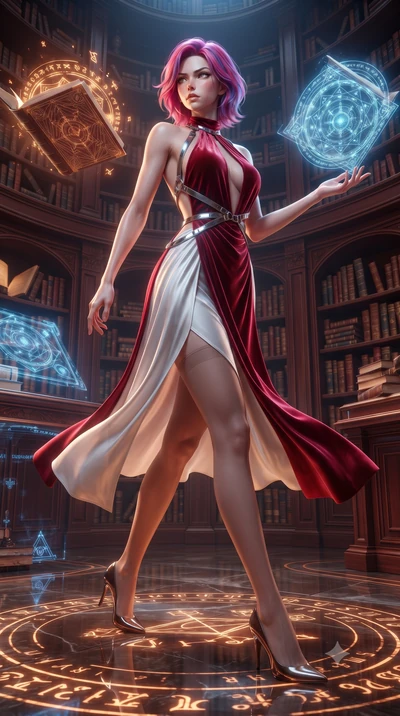 score_9, masterpiece, best quality, ultra-detailed, high-budget anime keyframe, editorial fashion photography, tasteful artistic composition, Caucasian woman. low angle full-body shot from head to toe showing her feet, filling the entire 9:16 vertica