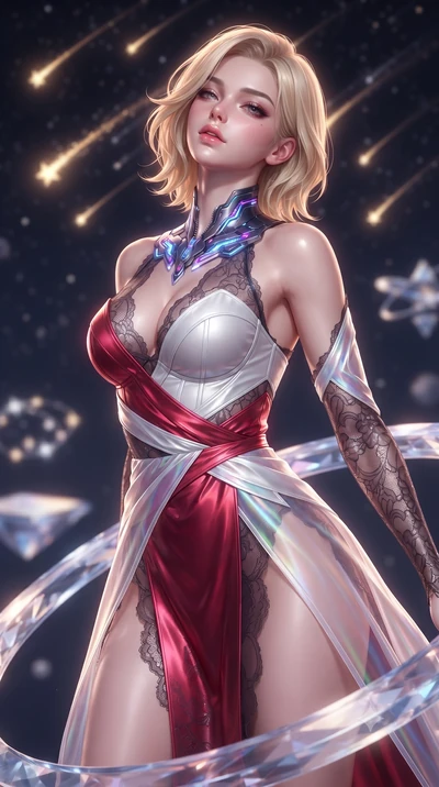 score_9, masterpiece, best quality, ultra-detailed, high-budget anime keyframe, editorial fashion photography, tasteful artistic composition, Caucasian woman. close-up cowboy shot from the waist and thighs up, the character dominates the composition,