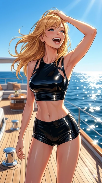 score_9, masterpiece, best quality, ultra-detailed, high-budget anime keyframe, editorial fashion photography, tasteful artistic composition, Caucasian woman, strictly human ears. cowboy shot from the thighs up, character and outfit filling the frame