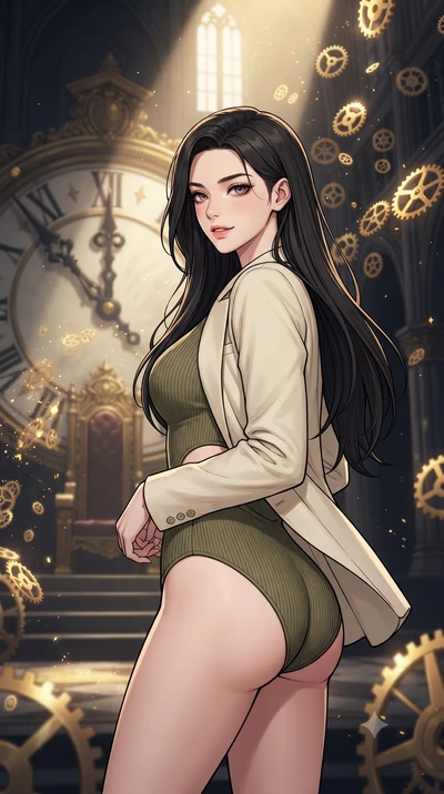 score_9, masterpiece, best quality, ultra-detailed, high-budget anime keyframe, gorgeous anime illustration, with clean line-art and distinct ink outlines, Korean woman. close-up cowboy shot from the waist and thighs up, the character dominates the c