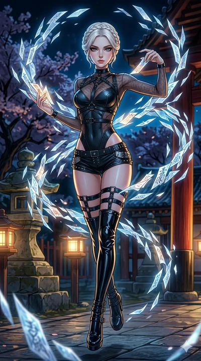 score_9, masterpiece, best quality, ultra-detailed, high-budget anime movie keyframe, cinematic anime lighting, intricate line art, Caucasian (strictly human ears) anime girl. Mid-air action shot capturing a graceful twist and vertical silhouette. co