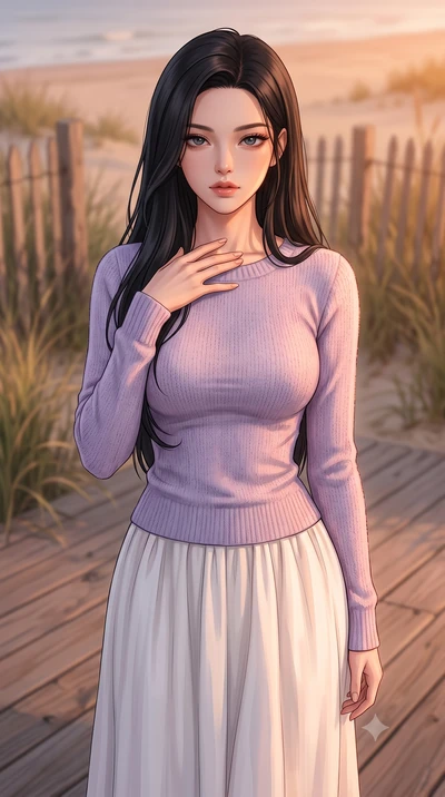 score_9, masterpiece, best quality, ultra-detailed, high-budget anime keyframe, editorial fashion photography, tasteful artistic composition, Korean woman woman. close-up cowboy shot from the waist and thighs up, the character dominates the compositi