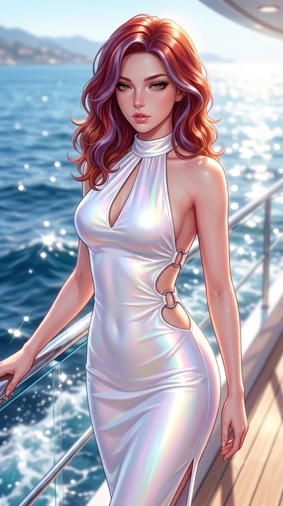 score_9, masterpiece, best quality, ultra-detailed, high-budget anime keyframe, semi-realistic 3D game render, editorial fashion photography, tasteful artistic composition, Caucasian woman. close-up cowboy shot from the waist and thighs up, the chara