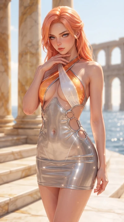 score_9, masterpiece, best quality, ultra-detailed, high-budget anime keyframe, editorial fashion photography, tasteful artistic composition, Japanese woman. close-up cowboy shot from the waist and thighs up, the character dominates the composition, 