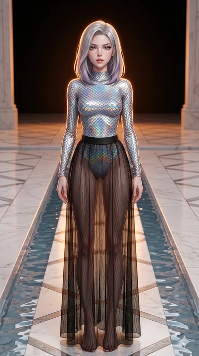 score_9, masterpiece, best quality, ultra-detailed, high-budget anime keyframe, editorial fashion photography, tasteful artistic composition, Caucasian woman, strictly human ears. cowboy shot from the thighs up, character and outfit filling the frame