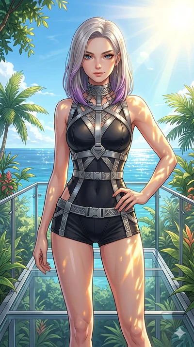 score_9, masterpiece, best quality, ultra-detailed, high-budget anime keyframe, editorial fashion photography, tasteful artistic composition, Caucasian woman, strictly human ears. cowboy shot from the thighs up, character and outfit filling the frame