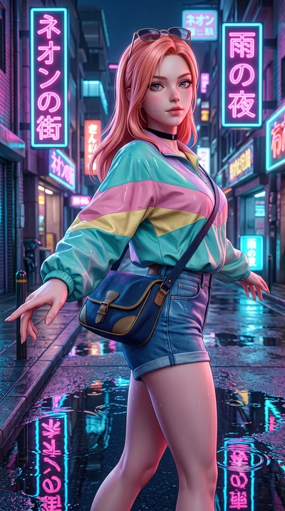 score_9, masterpiece, best quality, ultra-detailed, high-budget anime keyframe, semi-realistic 3D game render, editorial fashion photography, tasteful artistic composition, Japanese woman. close-up cowboy shot from the waist and thighs up, the charac