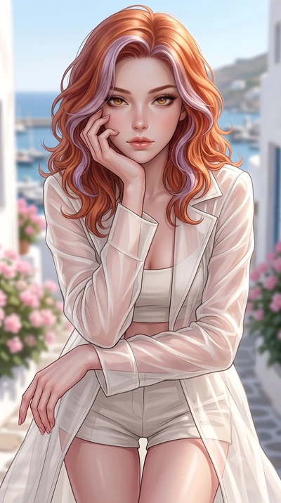 score_9, masterpiece, best quality, ultra-detailed, high-budget anime keyframe, editorial fashion photography, tasteful artistic composition, Caucasian woman woman. close-up cowboy shot from the waist and thighs up, the character dominates the compos