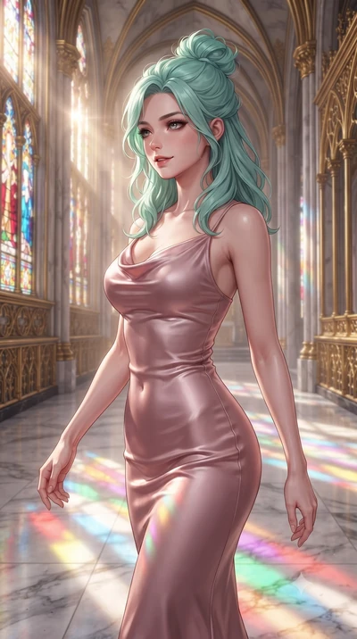 score_9, masterpiece, best quality, ultra-detailed, high-budget anime keyframe, editorial fashion photography, tasteful artistic composition, Japanese woman. close-up cowboy shot from the waist and thighs up, the character dominates the composition, 