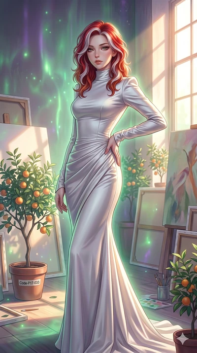 score_9, masterpiece, best quality, ultra-detailed, high-budget anime keyframe, editorial fashion photography, tasteful artistic composition, Caucasian woman, strictly human ears. cowboy shot from the thighs up, character and outfit filling the frame