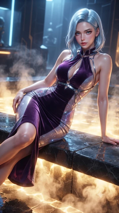 score_9, masterpiece, best quality, ultra-detailed, high-budget anime keyframe, editorial fashion photography, tasteful artistic composition, Korean woman. close-up cowboy shot from the waist and thighs up, the character dominates the composition, fi