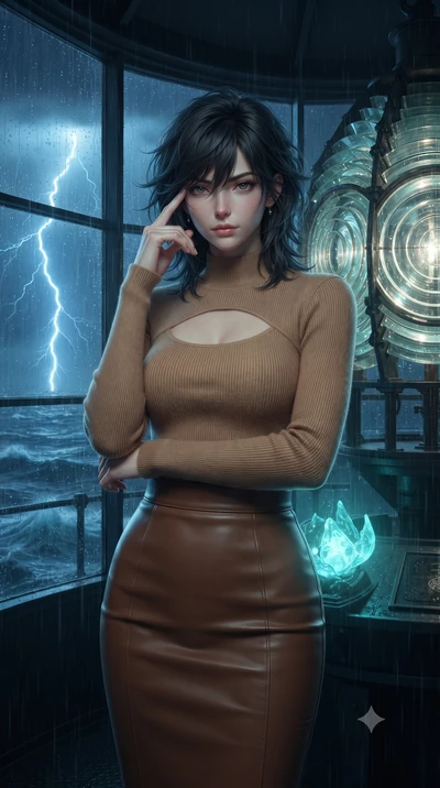 score_9, masterpiece, best quality, ultra-detailed, high-budget anime keyframe, editorial fashion photography, tasteful artistic composition, Caucasian woman, strictly human ears. close-up cowboy shot from the waist and thighs up, the character domin