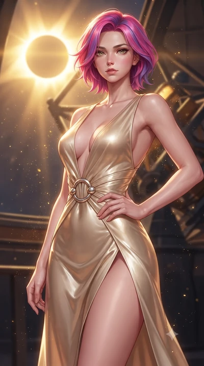 score_9, masterpiece, best quality, ultra-detailed, high-budget anime keyframe, editorial fashion photography, tasteful artistic composition, Caucasian woman. close-up cowboy shot from the waist and thighs up, the character dominates the composition,