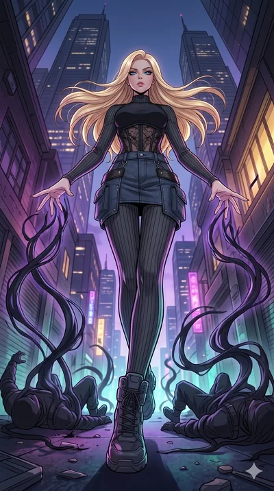score_9, masterpiece, best quality, ultra-detailed, high-budget anime movie keyframe, cinematic anime lighting, intricate line art, Korean woman. Extreme high angle shot as she leaps towards the camera, filling the frame. manipulating the shadows of 