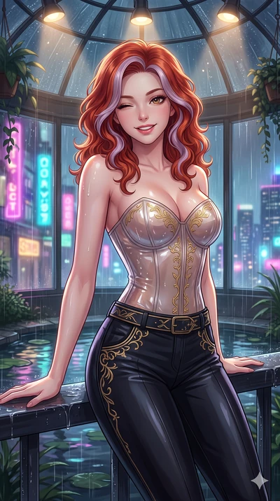 score_9, masterpiece, best quality, ultra-detailed, high-budget anime keyframe, vibrant anime aesthetic, Caucasian woman, strictly human ears. close-up cowboy shot from the waist and thighs up, the character dominates the composition, filling the fra