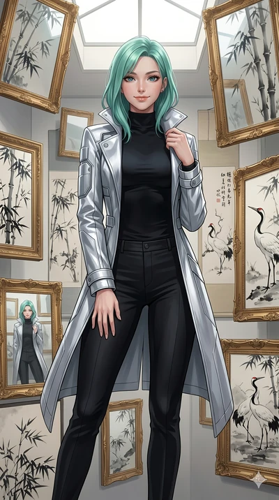 score_9, masterpiece, best quality, ultra-detailed, high-budget anime keyframe, editorial fashion photography, tasteful artistic composition, Japanese woman. cowboy shot from the thighs up, character and outfit filling the frame for maximum editorial