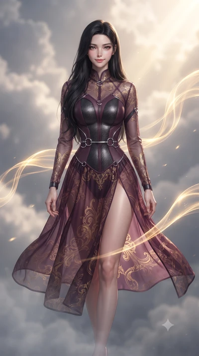 score_9, masterpiece, best quality, ultra-detailed, high-budget anime keyframe, editorial fashion photography, tasteful artistic composition, Korean woman. close-up cowboy shot from the waist and thighs up, the character dominates the composition, fi