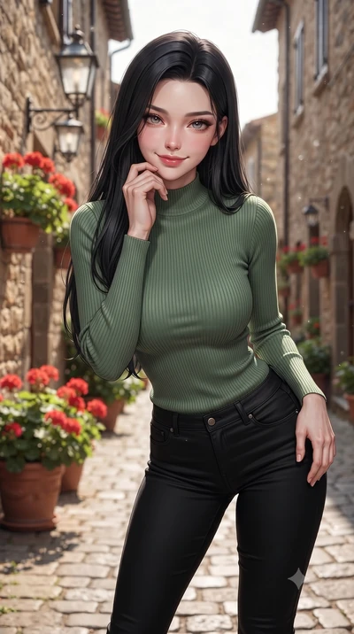score_9, masterpiece, best quality, ultra-detailed, high-budget anime keyframe, editorial fashion photography, tasteful artistic composition, Korean woman woman. close-up cowboy shot from the waist and thighs up, the character dominates the compositi