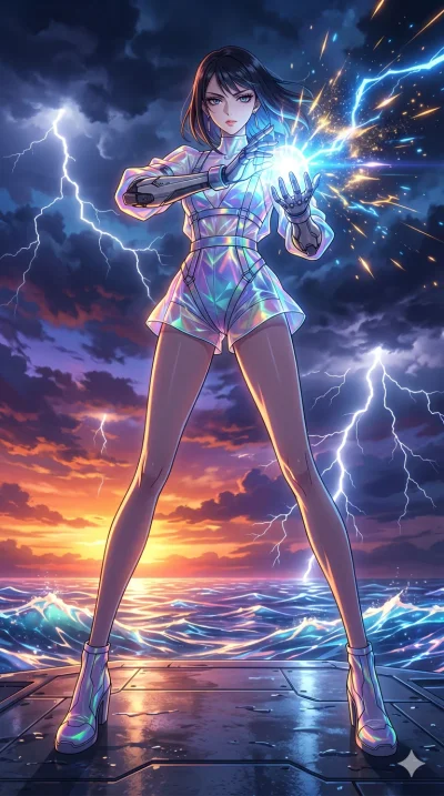 score_9, masterpiece, best quality, ultra-detailed, High-budget Anime Keyframe, vibrant colors, fluid line-art, expressive lighting, cinematic composition, Ufotable-style visual effects, top-tier animation quality, Japanese woman with delicate and el