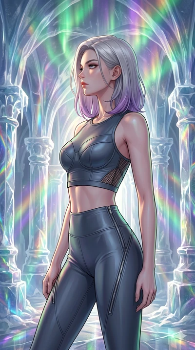score_9, masterpiece, best quality, ultra-detailed, high-budget anime keyframe, editorial fashion photography, tasteful artistic composition, Caucasian woman, strictly human ears. cowboy shot from the thighs up, character and outfit filling the frame