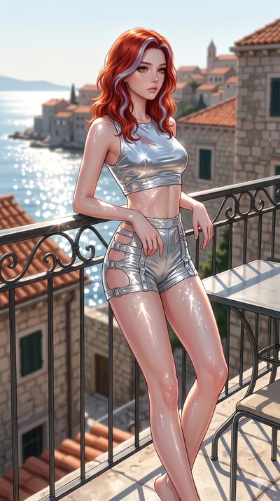 score_9, masterpiece, best quality, ultra-detailed, high-budget anime keyframe, editorial fashion photography, tasteful artistic composition, Caucasian woman, strictly human ears. cowboy shot from the thighs up, character and outfit filling the frame