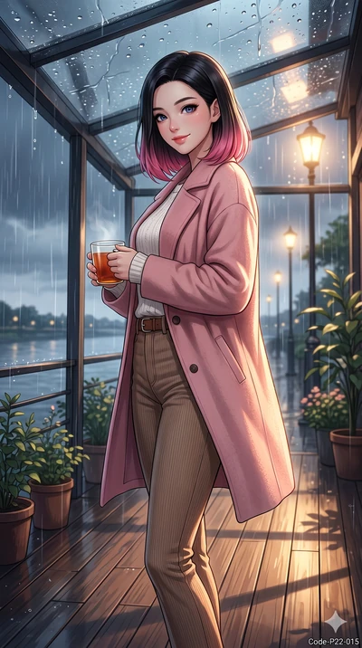 score_9, masterpiece, best quality, ultra-detailed, high-budget anime keyframe, vibrant anime aesthetic, Korean woman. low angle full-body shot from head to toe showing her feet, filling the entire 9:16 vertical frame with her statuesque presence, st